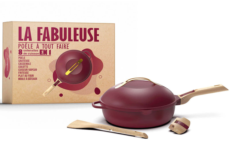 Poêle antiadhérente Cookut La Fabuleuse 8-en-1 rubis - 28cm