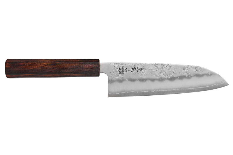 Couteau santoku japonais artisanal Wusaki Yoshi G3 chêne 16,5cm