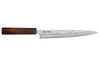 Couteau sujihiki japonais artisanal Wusaki Yoshi G3 chêne 24cm