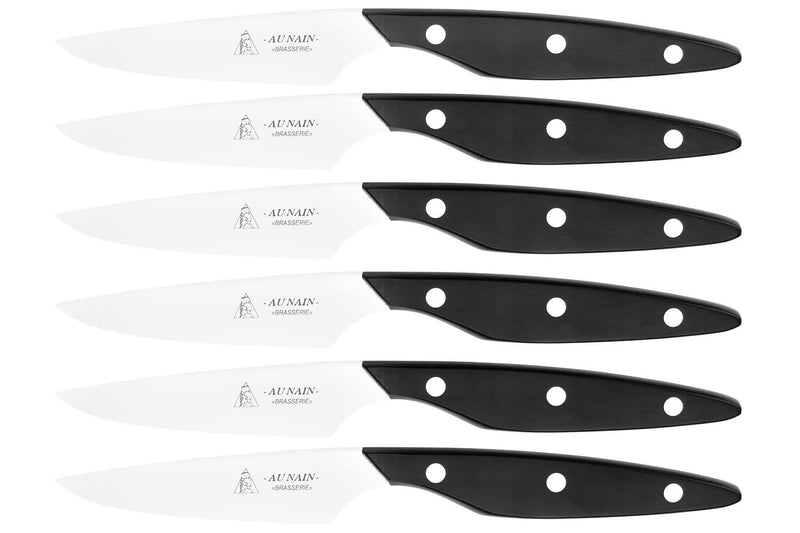 Coffret 6 couteaux de table Au Nain Brasserie microdentés