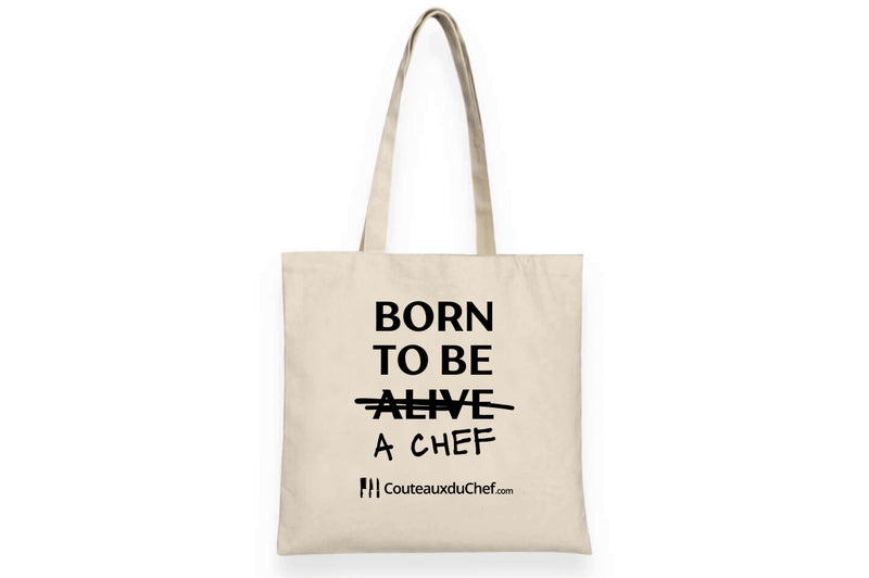 Totebag officiel "Born to be a chef" - 100% coton