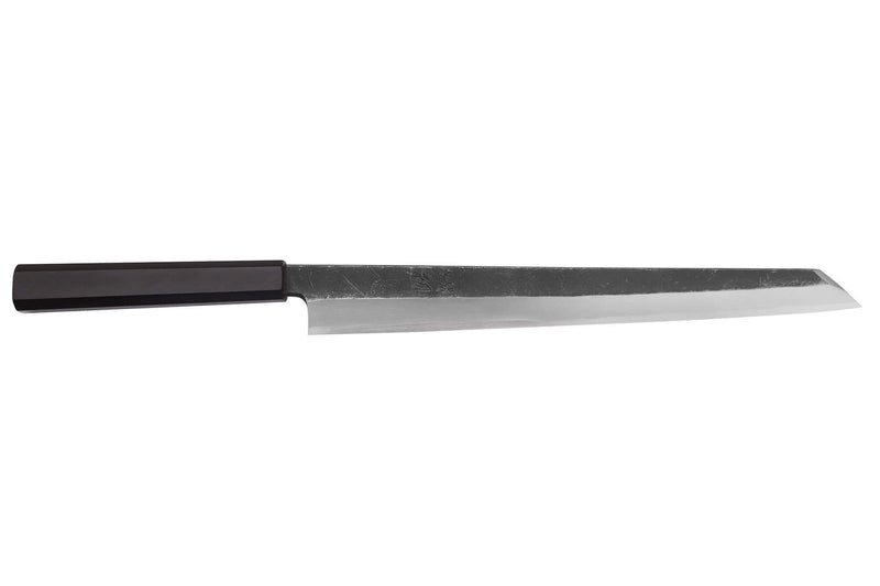Couteau yanagiba kiritsuke 30cm japonais artisanal Hatsukokoro Shirasagi manche en ébène