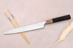 Couteau yanagiba 24cm japonais artisanal Hatsukokoro Yauji Yoshihiro Damas BS2