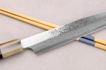 Couteau yanagiba 24cm japonais artisanal Hatsukokoro Yauji Yoshihiro Damas BS2