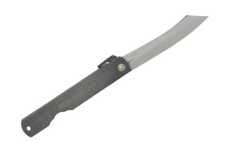 Couteau pliant Higonokami 669 acier carbone manche noir gravé 9.5cm en acier