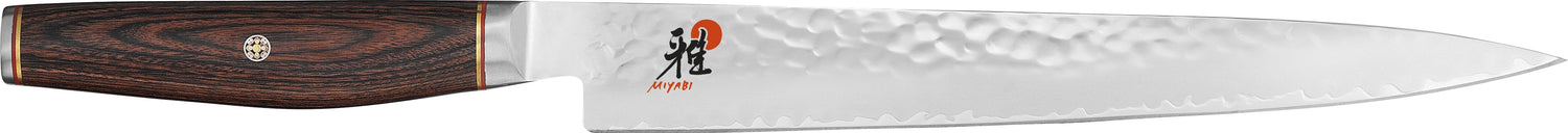 Couteau à trancher japonais Miyabi 6000MCT lame martelée 24cm + manche en Pakka