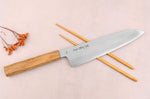 Couteau de chef 21cm japonais artisanal Sakai Kikumori TS10 en chêne