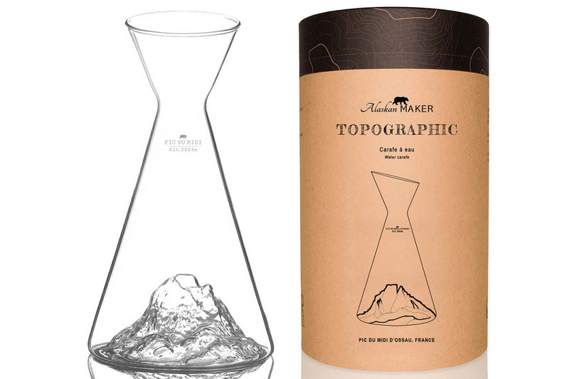 Carafe à eau Alaskan Maker Topographic Pic du midi en verre cristallin