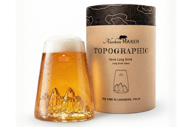 Verre à spiritueux long Alaskan Maker Topographic Tre Cime en verre cristallin
