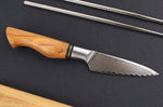 Couteau d'office 9,5cm Ryda Knives ST650 Damas et manche en olivier
