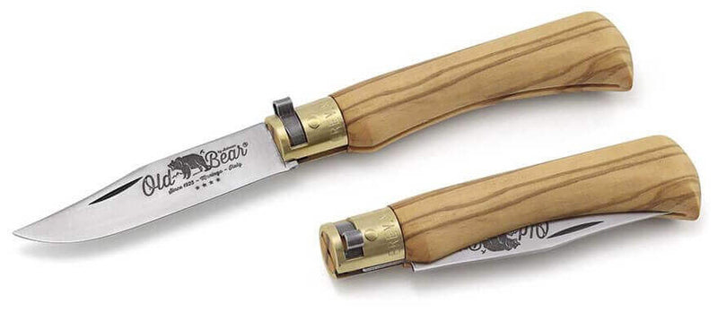 Couteau artisanal Old Bear S lame inox 7cm manche olivier avec virole