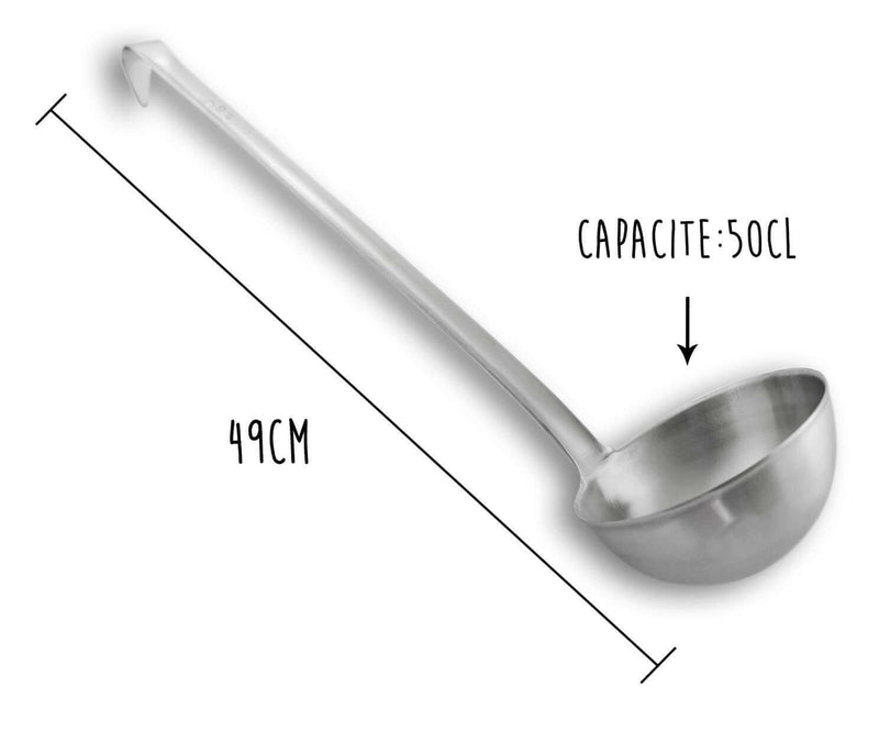 Louche acier inox 18/10 monobloc professionnelle 49cm capacité 50cl Matfer