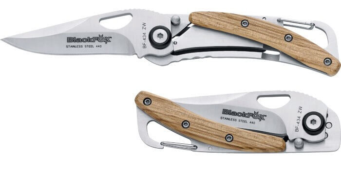 Couteau pliant BLACK FOX BF-434 habillage zebrano 9cm mousqueton