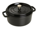 Cocotte ronde en fonte émaillée STAUB noir mat