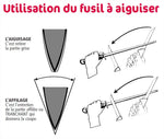 Fusil de boucher FISCHER mèche ovale 35cm grain fin manche noir et gris