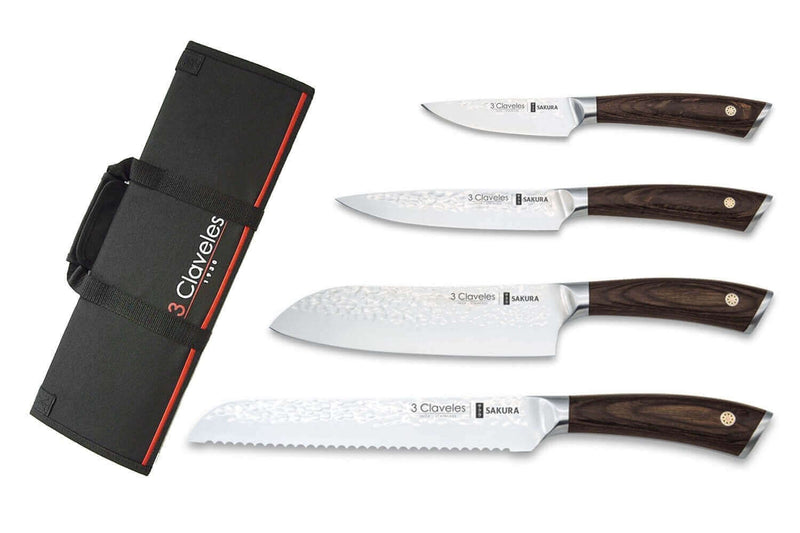Mallette de 4 couteaux de cuisine 3 Claveles Sakura