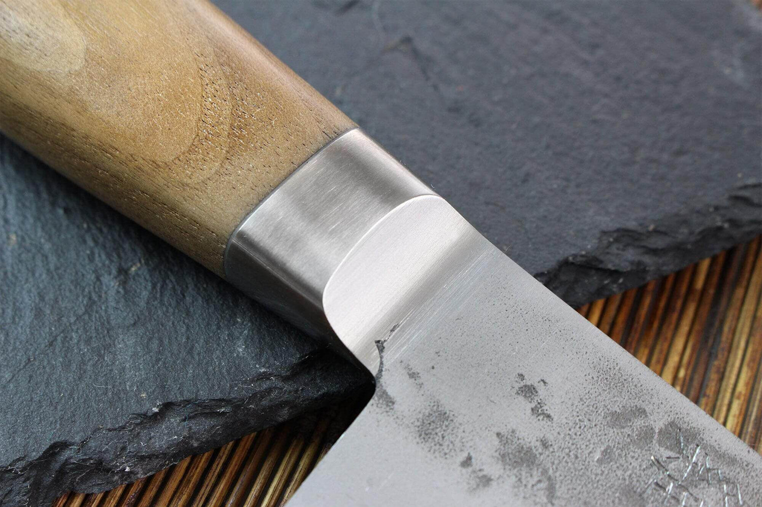 Couteau nakiri japonais artisanal Wusaki Nogami BS2 15cm manche en noyer