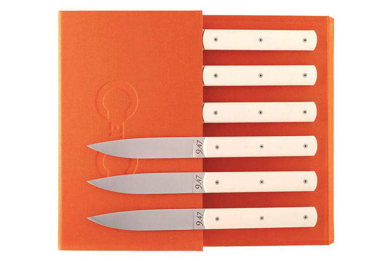 Coffret 6 couteaux de table Perceval 9.47 façon ivoire