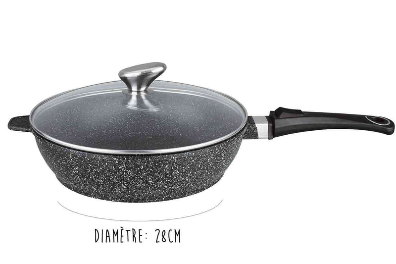 Sauteuse en fonte Pradel Excellence Premium 28cm façon pierre tous feux/ induction