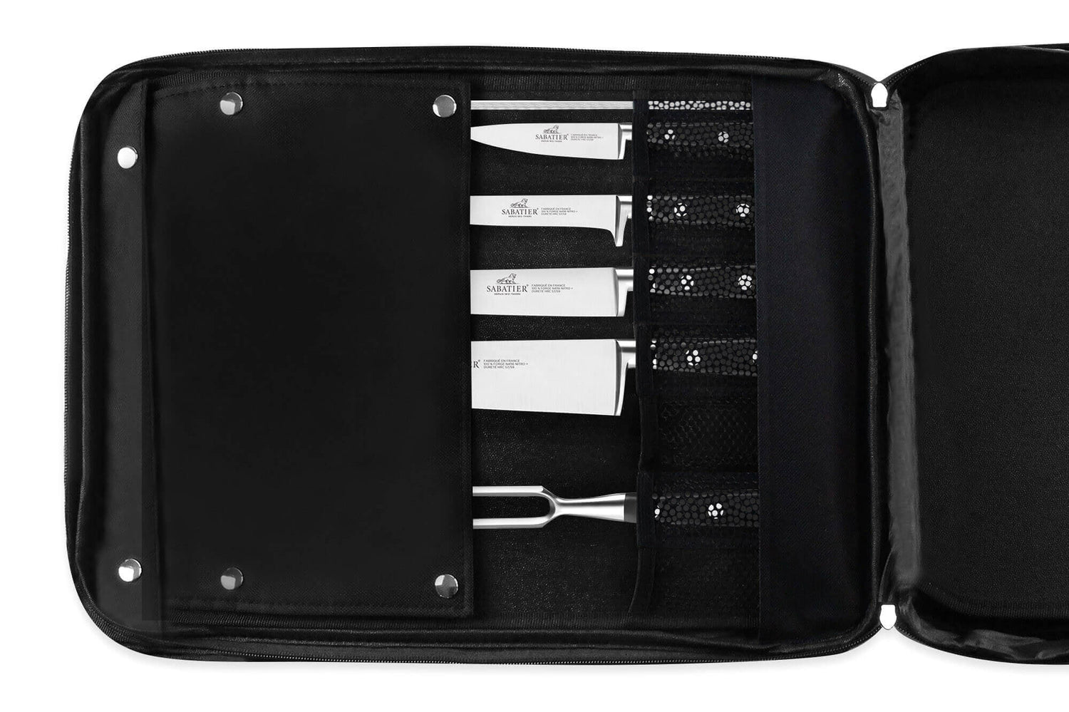 Sac spécial chef Sabatier Idéal Inox 4 couteaux de cuisine français + 14 ustensiles - Exclusivité