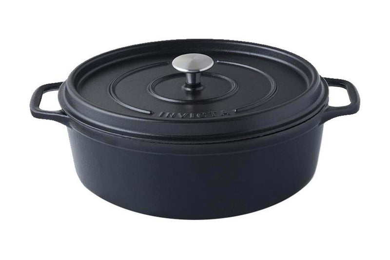 Cocotte ovale Invicta en fonte émaillée noire 35cm