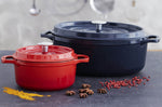 Cocotte ronde Invicta en fonte émaillée rubis 32cm
