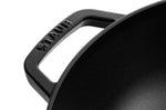 Wok en fonte Staub 30cm avec couvercle en verre + grille - Noir
