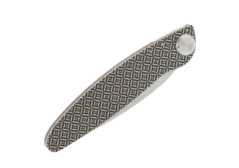 Couteau pliant K2.10M manche bois de violette et acier décor kaléidoscope 11,5cm
