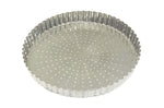 Tourtière ronde cannelée perforée Gobel fer blanc fond fixe - 20cm