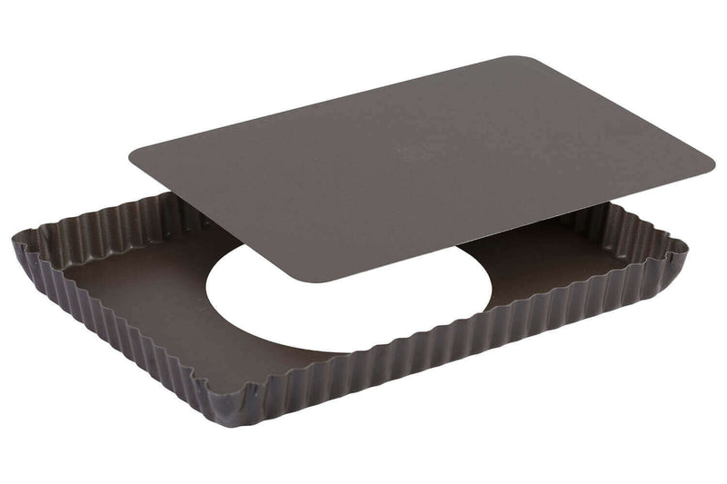 Moule à tarte maison cannelé rectangulaire Gobel anti-adhérent fond mobile