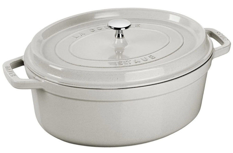 Cocotte STAUB ovale en fonte émaillée truffe blanche - 37 cm