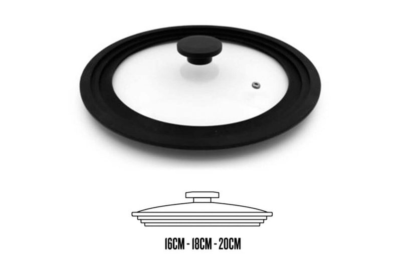 Couvercle universel Beka en verre avec bord silicone - 16-20cm