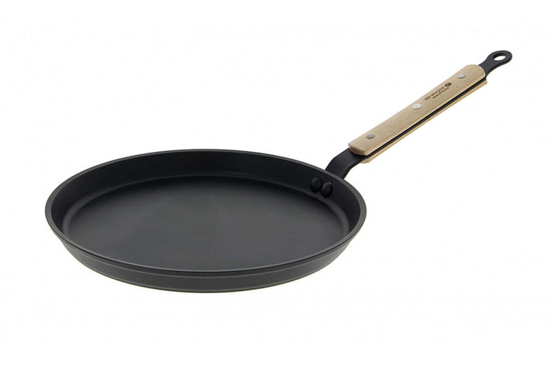 Poêle à crêpes antiadhésive De Buyer Choc B Bois en aluminium forgé et manche en hêtre - 26cm