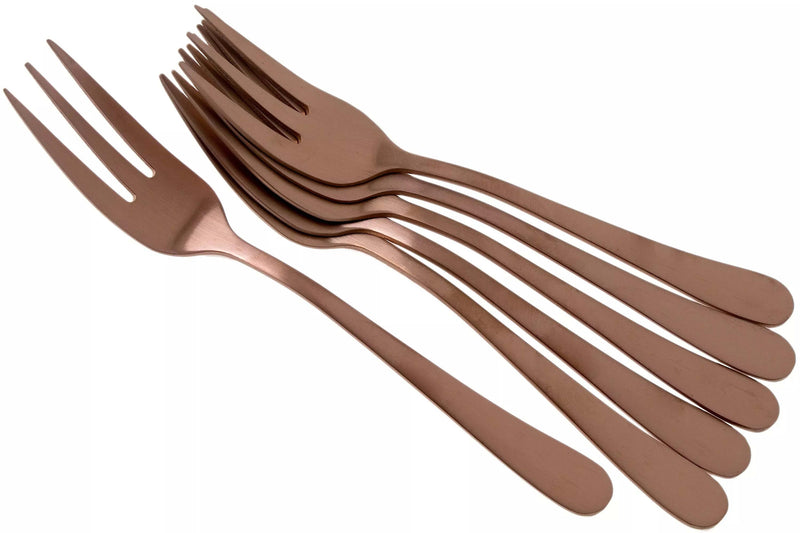 Coffret de 6 fourchettes dessert Amefa Austin inox revêtement coloré - Cuivre