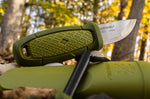 Petit couteau Mora Eldris 12633 lame inox 5,9cm manche caoutchouc vert + allume-feu + étui