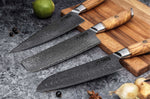 Couteau santoku Fukito Olive Damas alvéolé 14Cr 18cm