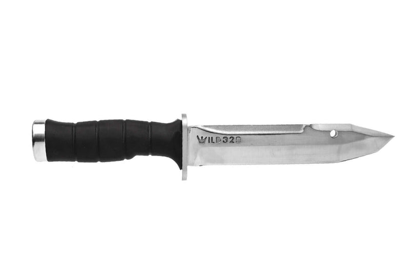 Couteau Wildsteer Krypton-B KRYB0115 lame 17,5cm manche Tactiprène noir avec pommeau de frappe + étui POM