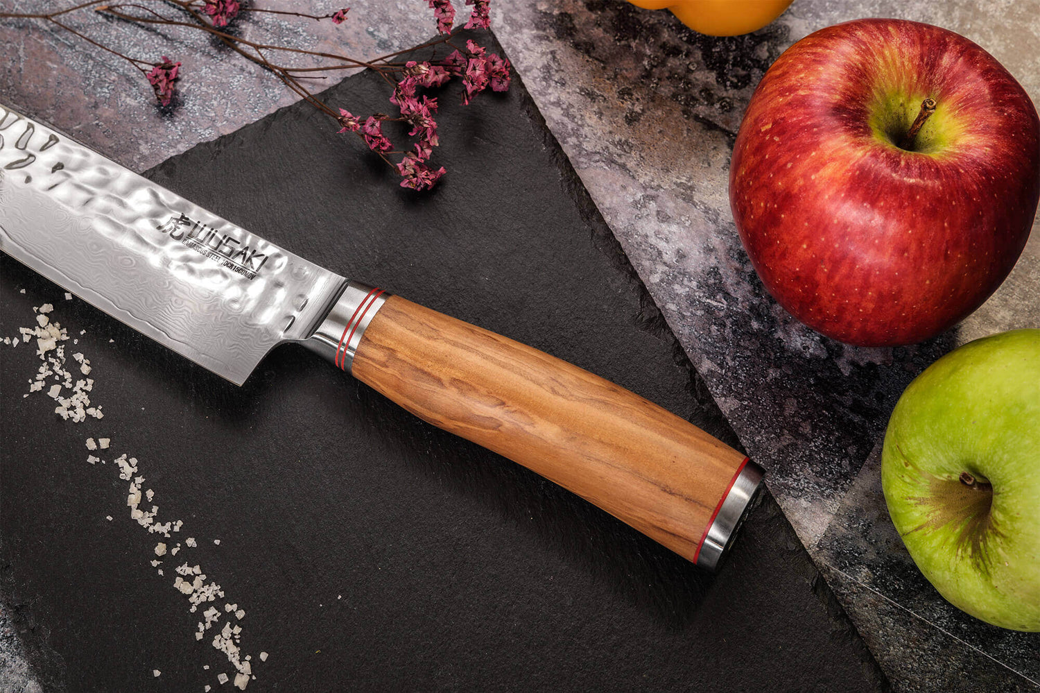 Couteau de chef Wusaki Damas 10Cr 20cm manche en olivier
