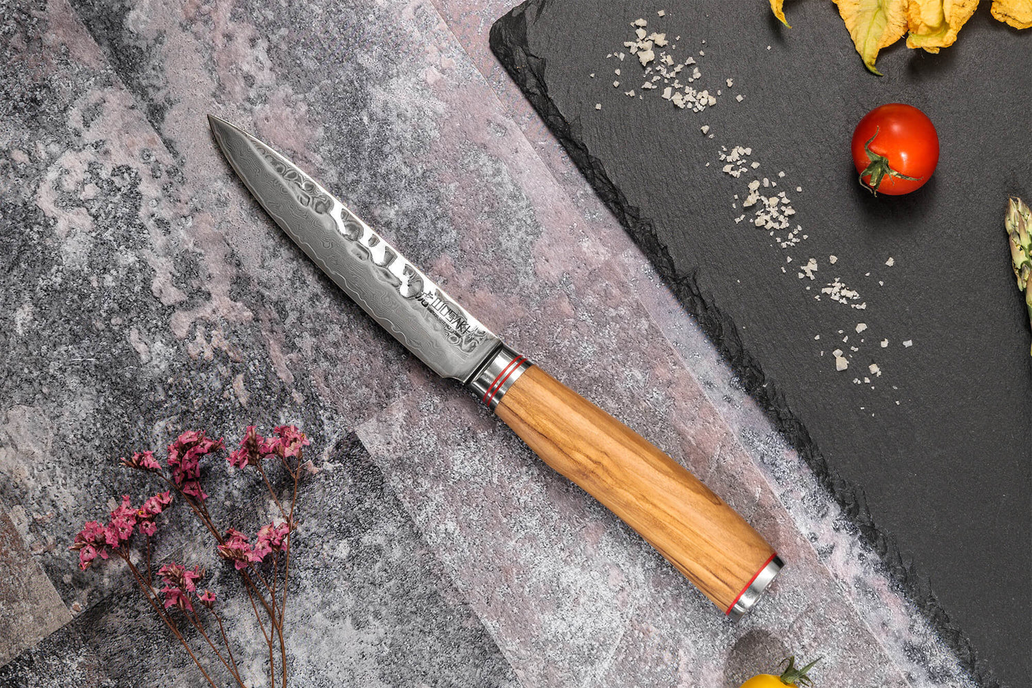 Mallette de 5 couteaux de cuisine Wusaki Damas 10Cr manches en olivier