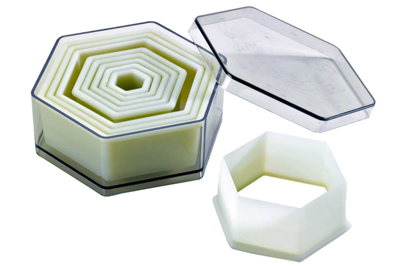 Set de 9 découpoirs professionnels héxagonaux unis polyglass