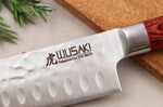 Couteau santoku Wusaki Pakka X50 alvéolé 17cm manche pakkawood
