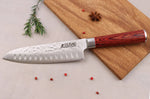 Couteau santoku Wusaki Pakka X50 alvéolé 17cm manche pakkawood