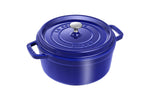 Cocotte Staub ronde en fonte émaillée bleu intense - 24cm