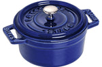 Mini cocotte Staub ronde en fonte émaillée bleu intense 10cm