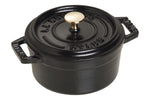Mini cocotte Staub ronde en fonte émaillée noir mat 10cm